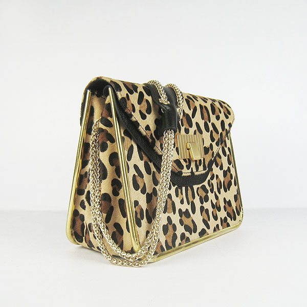 Chloe Sally Pony Hair Satchel Leopard 50898 apricot