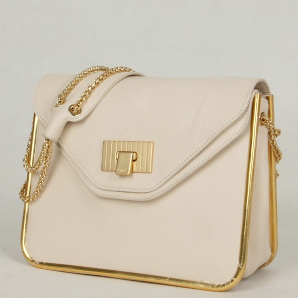 Chloe Sally Shoulder Bags Calf Leather Beige 508914