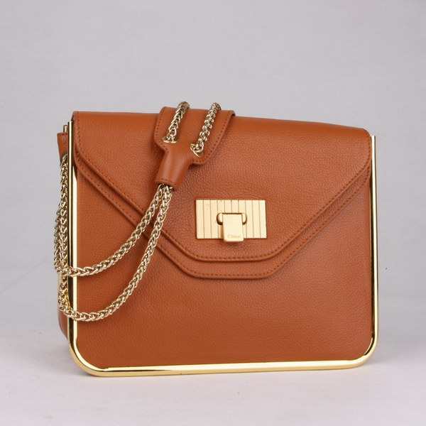 Chloe Sally Shoulder Bags Calf Leather Light Coffee 508914