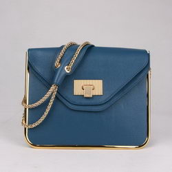 Chloe Sally Shoulder Bags Calf Leather Navy Blue 508914