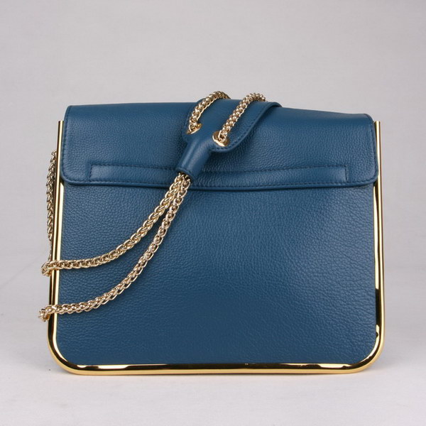 Chloe Sally Shoulder Bags Calf Leather Navy Blue 508914