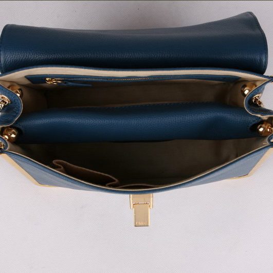 Chloe Sally Shoulder Bags Calf Leather Navy Blue 508914