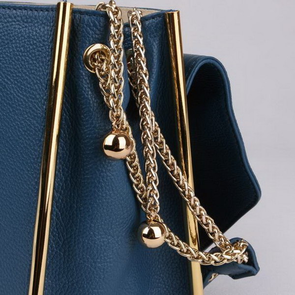 Chloe Sally Shoulder Bags Calf Leather Navy Blue 508914