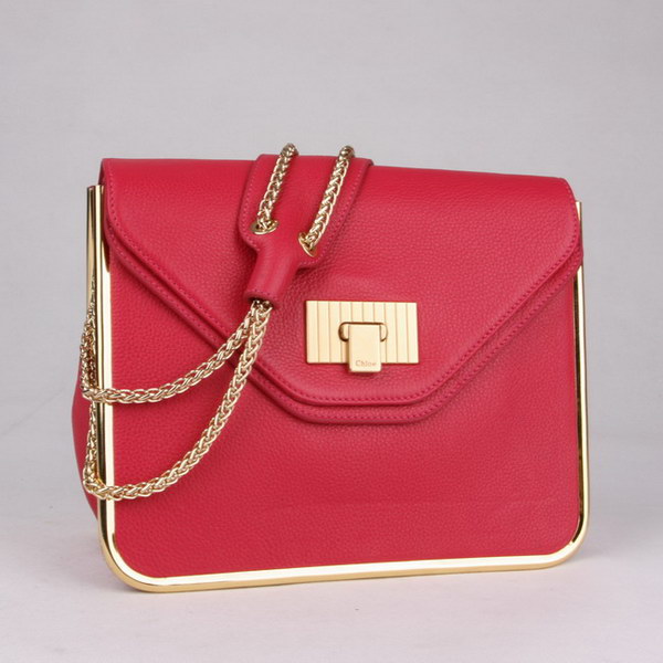 Chloe Sally Shoulder Bags Calf Leather Plum-Red 508914