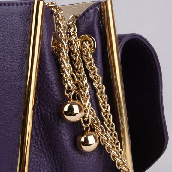 Chloe Sally Shoulder Bags Calf Leather Purple 508914