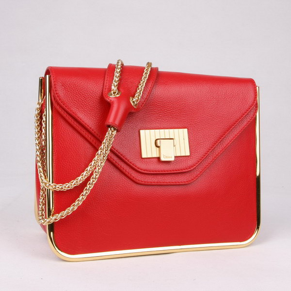 Chloe Sally Shoulder Bags Calf Leather Red 508914