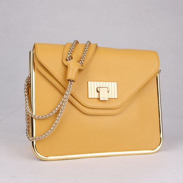 Chloe Sally Shoulder Bags Calf Leather Yellow 508914