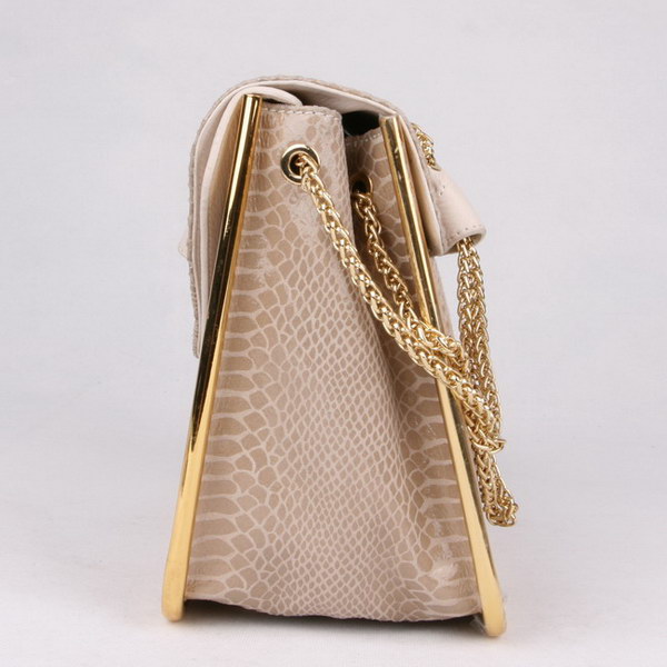 Chloe Sally Shoulder Bags Snake Veins Leather Apricot 508914