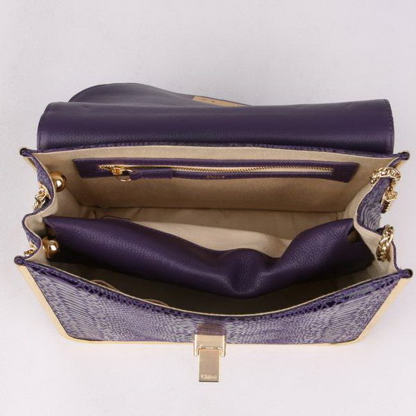 Chloe Sally Shoulder Bags Snake Veins Leather Purple 508914