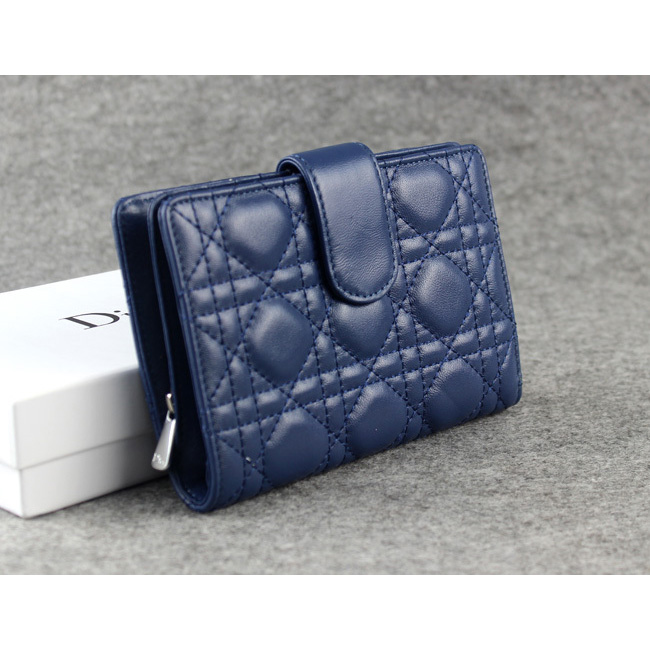 Dior Bi-Fold Wallet Sheepskin Leather DS023 Darkblue