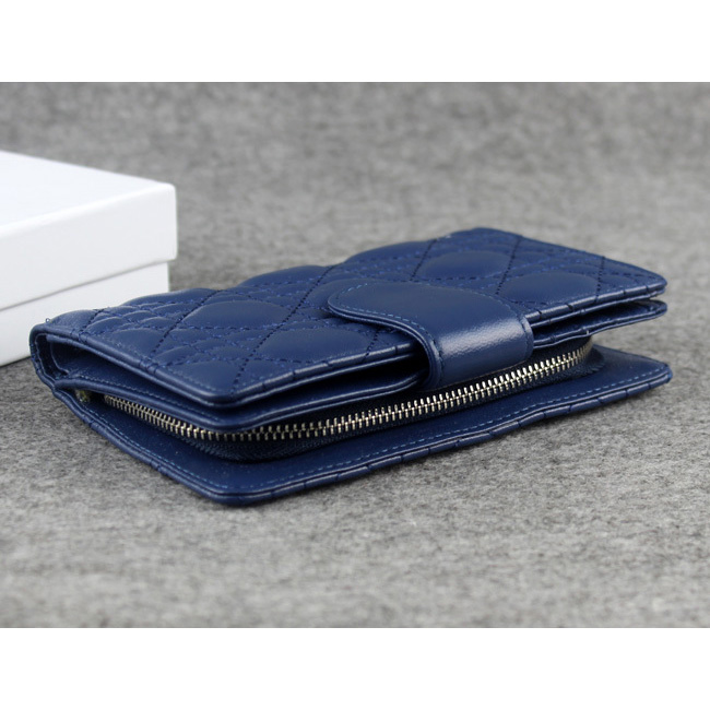 Dior Bi-Fold Wallet Sheepskin Leather DS023 Darkblue