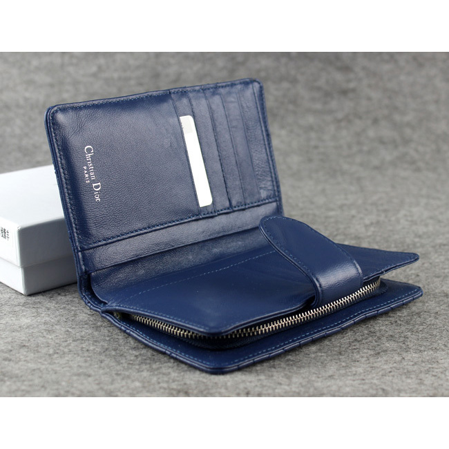 Dior Bi-Fold Wallet Sheepskin Leather DS023 Darkblue