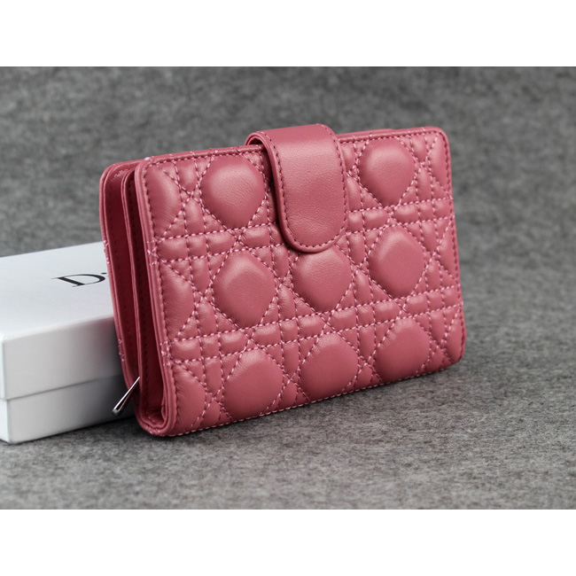 Dior Bi-Fold Wallet Sheepskin Leather DS023 Pink