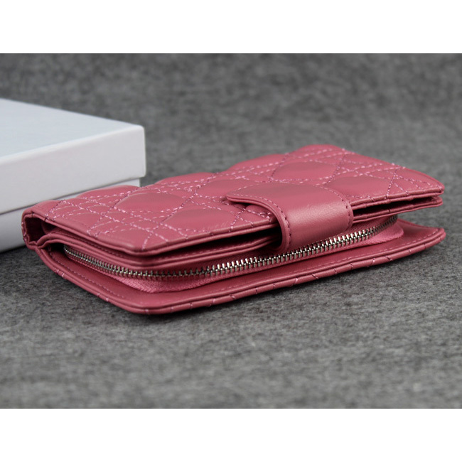 Dior Bi-Fold Wallet Sheepskin Leather DS023 Pink