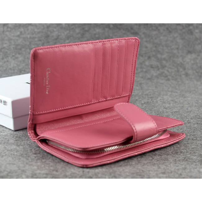 Dior Bi-Fold Wallet Sheepskin Leather DS023 Pink