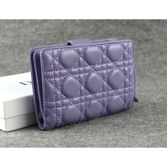 Dior Bi-Fold Wallet Sheepskin Leather DS023 Purple