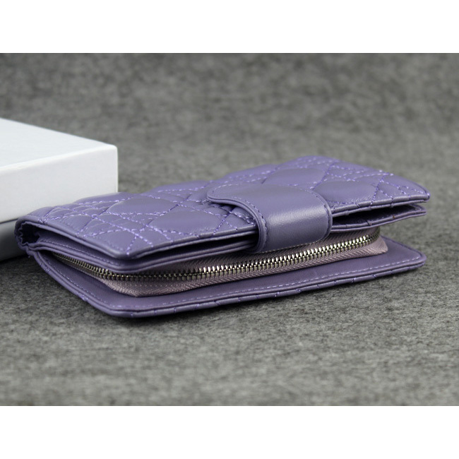 Dior Bi-Fold Wallet Sheepskin Leather DS023 Purple