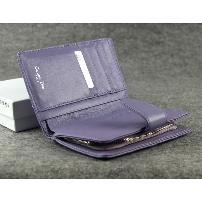 Dior Bi-Fold Wallet Sheepskin Leather DS023 Purple