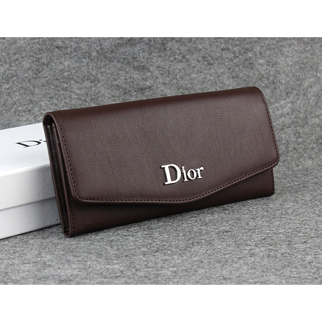 Dior Cowhide Leather Long Leather Wallet 1056 Coffee