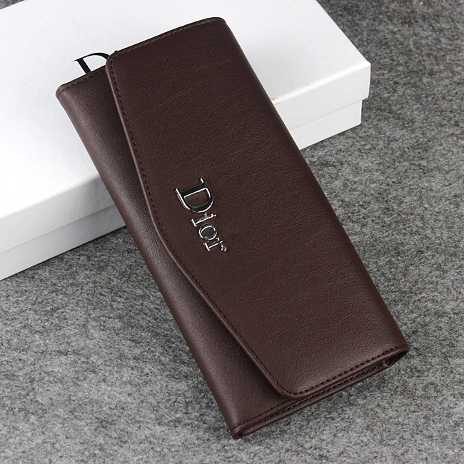 Dior Cowhide Leather Long Leather Wallet 1056 Coffee