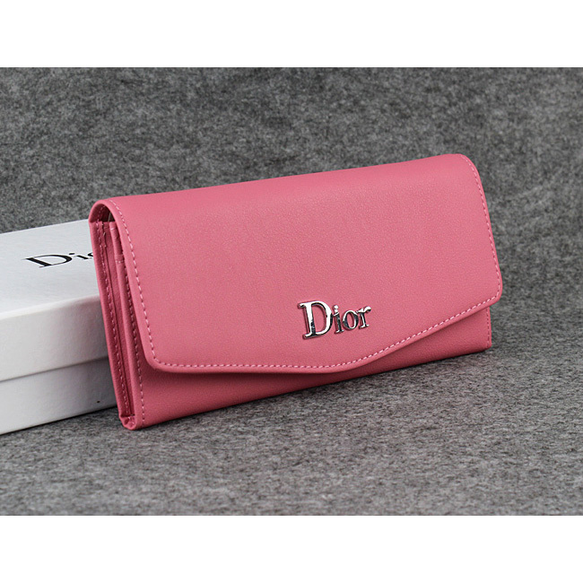 Dior Cowhide Leather Long Leather Wallet 1056 Pink