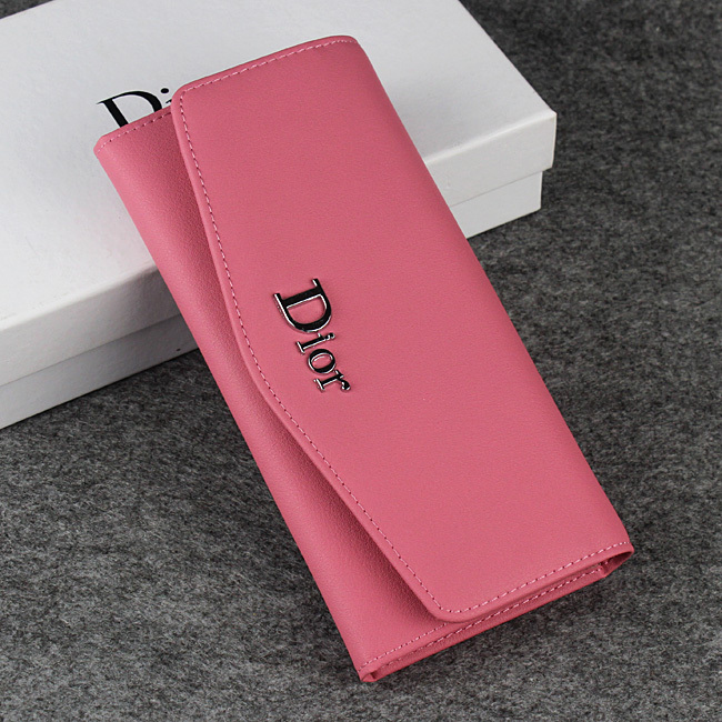 Dior Cowhide Leather Long Leather Wallet 1056 Pink