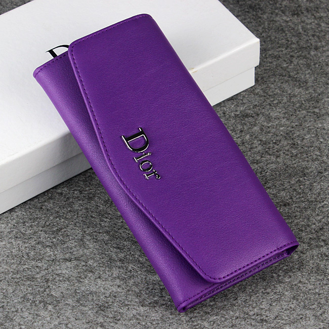 Dior Cowhide Leather Long Leather Wallet 1056 Purple