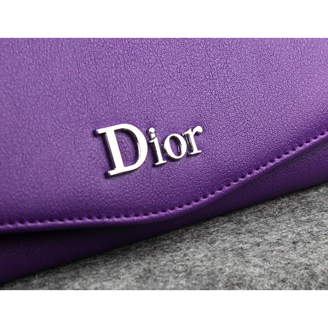 Dior Cowhide Leather Long Leather Wallet 1056 Purple