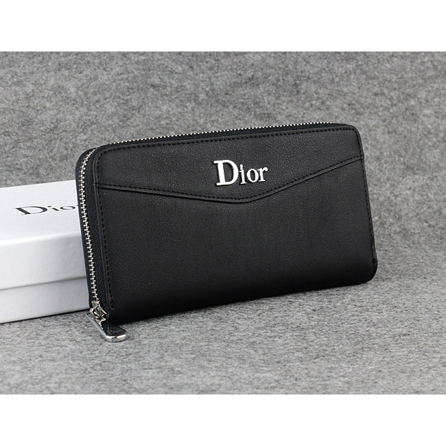 Dior Cowhide Leather Long Leather Wallet 1057 Black