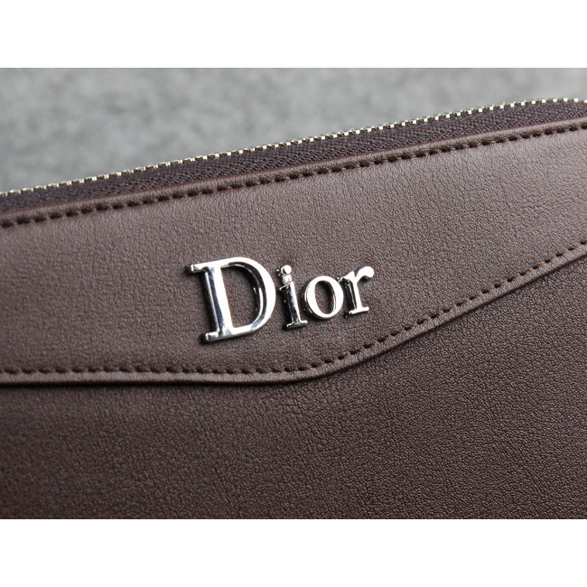 Dior Cowhide Leather Long Leather Wallet 1057 Coffee