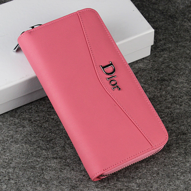 Dior Cowhide Leather Long Leather Wallet 1057 Pink