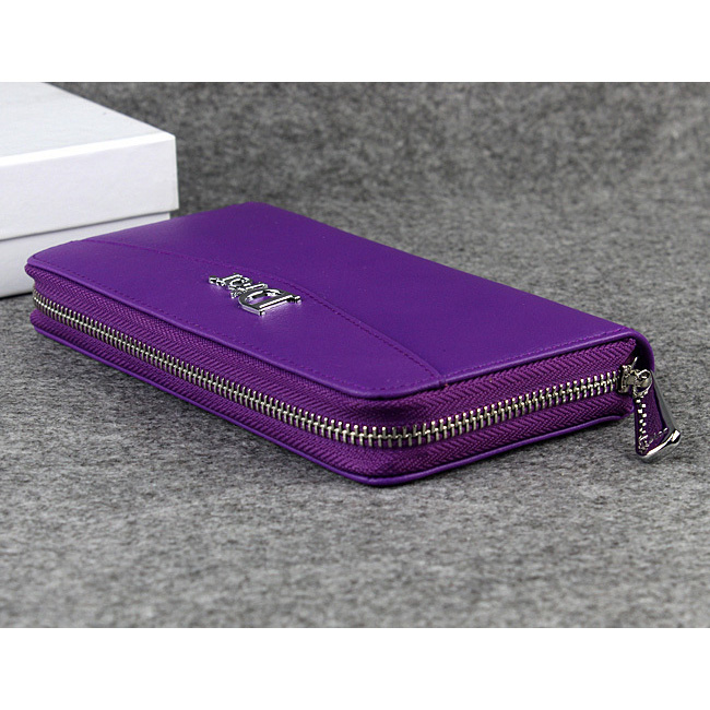 Dior Cowhide Leather Long Leather Wallet 1057 Purple