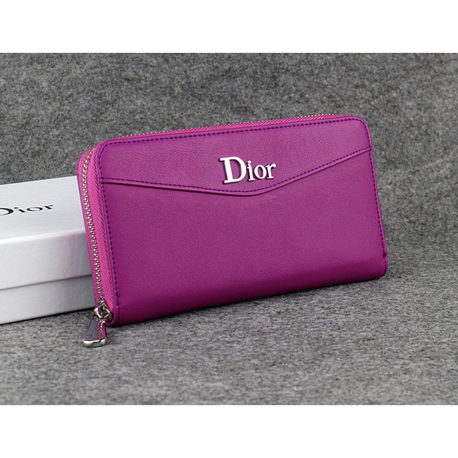 Dior Cowhide Leather Long Leather Wallet 1057 Rose