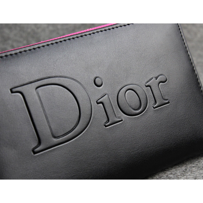 Dior Cowhide Leather Long Leather Wallet with Embossed 1098 Black