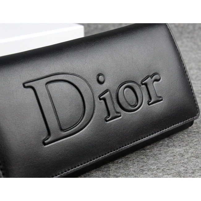 Dior Cowhide Leather Long Leather Wallet with Embossed 5192 Black