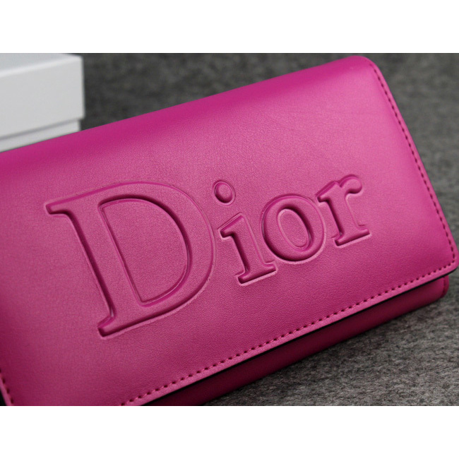 Dior Cowhide Leather Long Leather Wallet with Embossed 5192 Rose