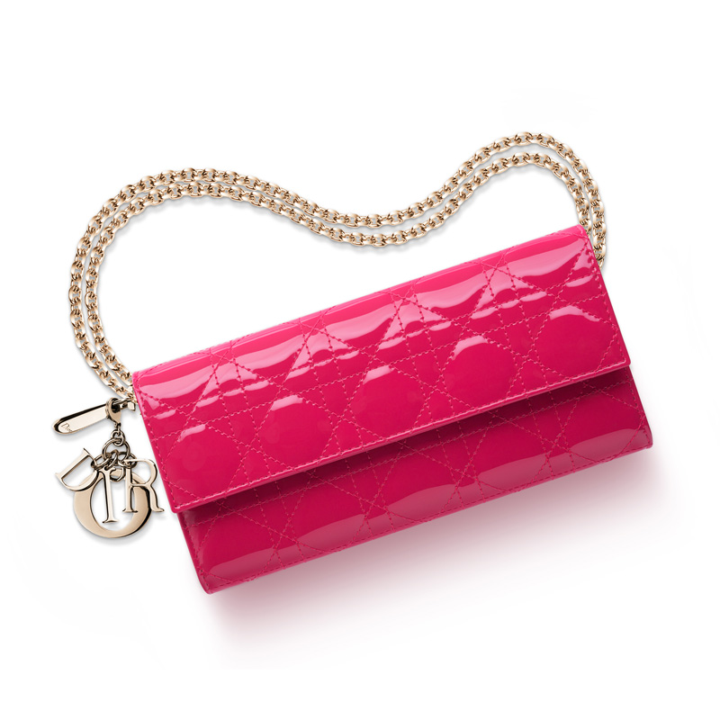 Dior Croisiere wallet in fuchsia patent calfskin