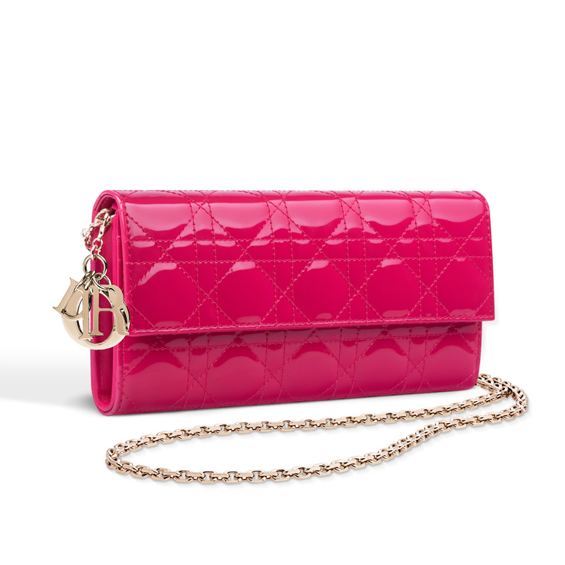 Dior Croisiere wallet in fuchsia patent calfskin