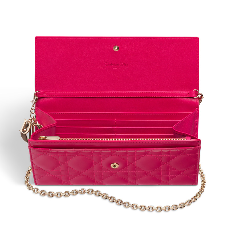 Dior Croisiere wallet in fuchsia patent calfskin