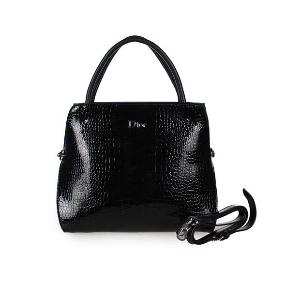 Dior Fall Winter Croco Leather Top Handle Bag D0904 Black