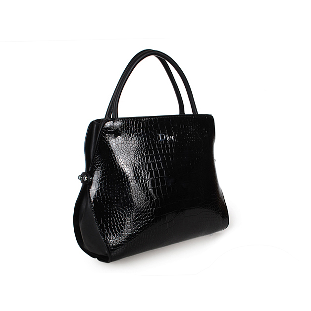 Dior Fall Winter Croco Leather Top Handle Bag D0904 Black