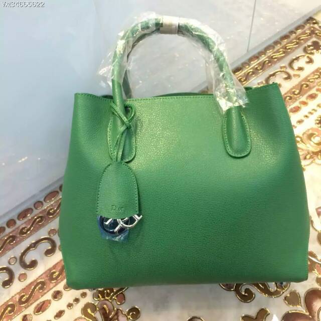 Dior LARGE OPEN BAR BAG SUPPLE Green GRAINED CALFSKIN