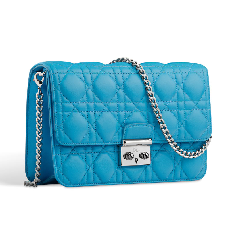 Dior Large Promenade pouch in Bleu Electrique lambskin