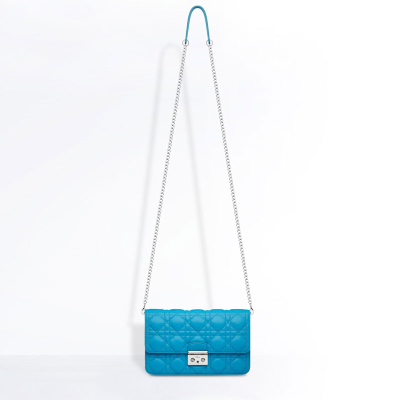 Dior Large Promenade pouch in Bleu Electrique lambskin