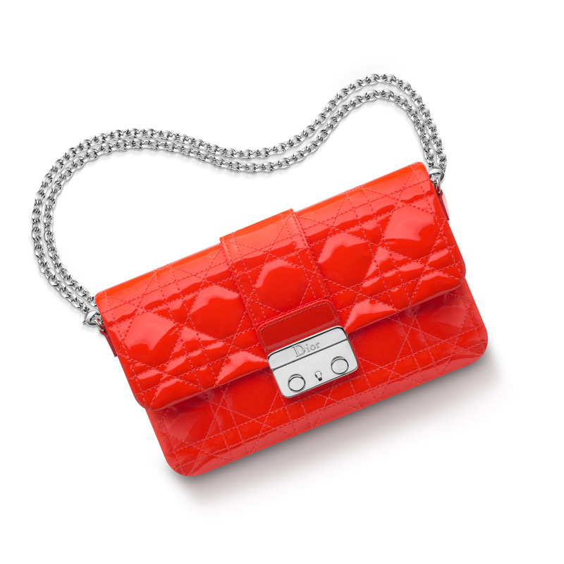 Dior Large Promenade pouch in Orange Riviera patent lambskin