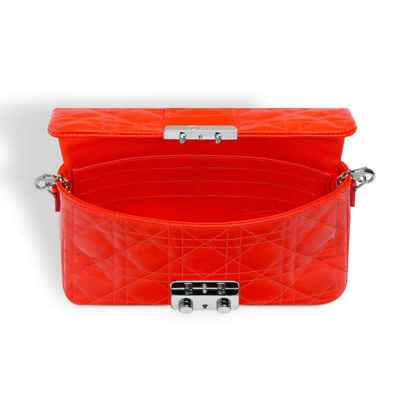 Dior Large Promenade pouch in Orange Riviera patent lambskin