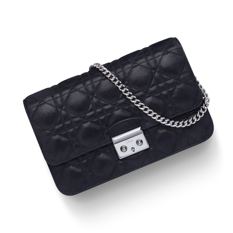 Dior Large Promenade pouch in black iridescent nubuck calfskin