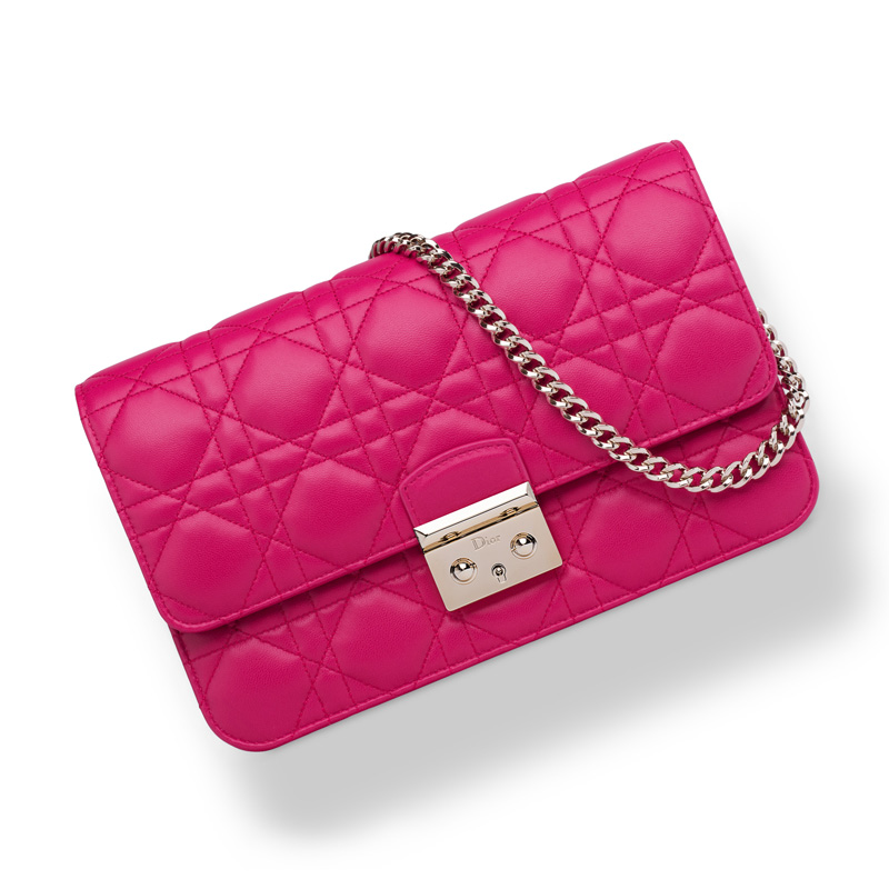 Dior Large Promenade pouch in fuchsia lambskin