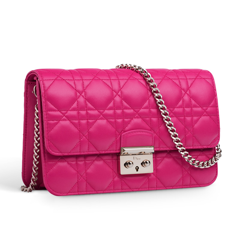 Dior Large Promenade pouch in fuchsia lambskin