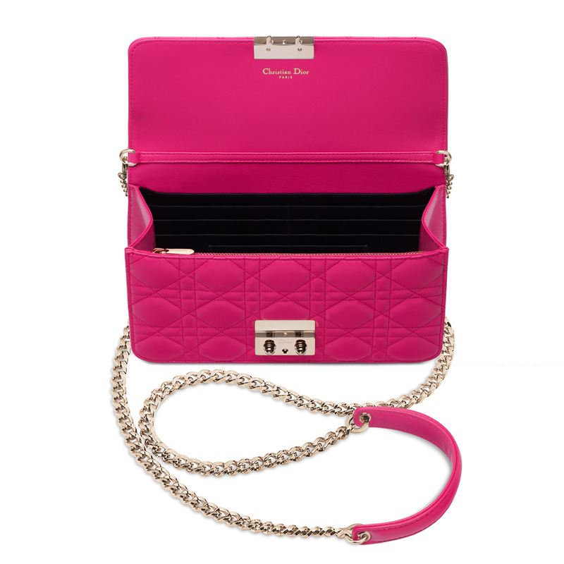 Dior Large Promenade pouch in fuchsia lambskin